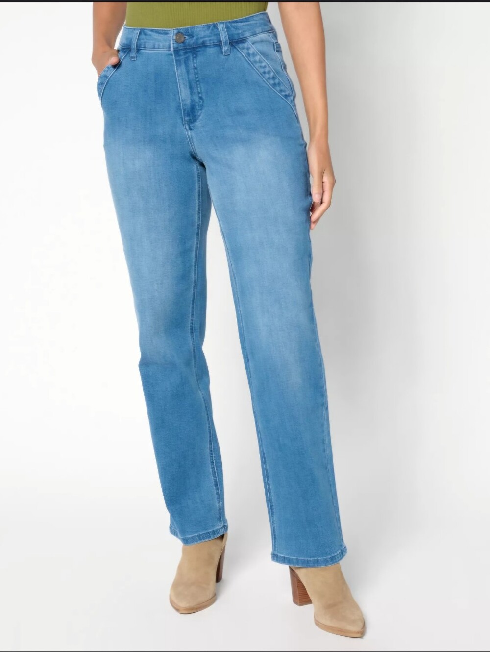 Stretch Straight Leg Women’s Denim Jeans Susan Graver Size 2 New